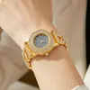 Nuevo reloj de pulsera de aleación Weiying para mujer, pulsera cubana cuadrada estilo cielo estrellado incrustada con diamantes, reloj de cuarzo de moda, venta al por mayor