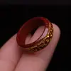 Areia de Cristal, Areia Vermelha de Cinábrio, Anel Polido de Areia Imperial, Anel de Corrida, Anel de Dedo, Acessórios de Rudraksha Estrela e Lua