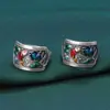 Anillo de dedo para pez anual de gotas de pegamento Yuhong anillo de superficie ancha retro hoja de loto loto pez koi anillo salida de fábrica