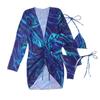 Traje de baño dividido de manga larga con protección solar 2025 Amazon Europeo y Americano AliExpress Estampado Sexy Bikini de tres piezas