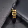 Comercio Electrónico Transfronterizo Nuevo Estilo Étnico Pulsera de Acero Inoxidable y Cuero Moda Europea y Americana Tendencia Caliente Pulsera para Hombre con Hebilla Magnética de Acero de Titanio