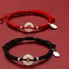 Pulsera de Hilo Rojo con Hebilla de Paz de Jade Hetiano Natural para Mujer, Plata Pura Atrae Riqueza y Fortuna, Pulsera de Pareja de Plata Pura, Regalo para Mejores Amigas