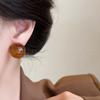 Pendientes de ámbar estilo Maillard para mujer, de alta calidad, estilo retro de Hong Kong, diseño único, joyería para los oídos.