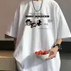 Camiseta Estampada de Manga Curta para Homens, Roupa Pesada Solta de Meia-Manga para o Verão, Camiseta de Marca de Moda Americana, Top Cinza para Casal, Manga Curta