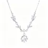Collar de Plata de Ley S999 Espiga de Trigo Flor de Rosa para Niñas Lujo Ligero Exquisito Brillante Colgante de Diamante Cadena para la Clavícula Sensación de Alta Gama Regalo de Festival