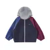 Wulibu 2026 Estilo Nuevo Primavera y Otoño Chaqueta con Capucha para Exteriores de Color Bloque para Niñas Ropa Exterior Sencilla Top de Moda