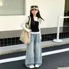 Elegante Diseño Coreano para Niñas Top Falso de Dos Piezas Primavera y Otoño 2026 Nuevo Conjunto Casual de Dos Piezas con Jeans