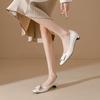 Zapatos de tacón alto Yuanlitong 2025 cómodos para los pies, Zapatos casuales para mujer para uso en exteriores, Zapatos de moda de alta gama con punta cuadrada transpirables, Zapatos de cuero suave para mujer
