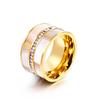 Anillo de moda de acero de titanio europeo y americano con atmósfera exagerada para hombres y mujeres, concha de plástico, anillo de acero inoxidable con diamantes