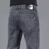 2025 Nuevos Jeans para Hombre Color Gris Ahumado Pantalones para Hombre Primavera y Otoño Pantalones Elásticos Rectos Ajustados Elegantes para Hombre