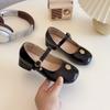 Sapatos de Couro Infantil 2025 Primavera Novo Trendy Mary Jane Meninas Salto Alto Sapatos de Princesa Sapatos da Moda para Bebês