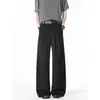Pantalones de hombre plisados estilo americano vintage de color liso, fluidos, modernos, holgados, de pierna ancha, casuales, versátiles, estilo old money