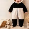 26 Mameluco de Peluche para Bebé con Cubre Manos y Pies, Estilo Otoño e Invierno, Ropa Cálida para Bebé Recién Nacido, Súper Lindo