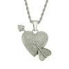 Collar con colgante de amor con incrustaciones de diamantes de hip hop europeo y americano, un golpe a través del corazón, protección del medio ambiente, galvanoplastia, colgante de flecha de Cupido, joyería