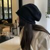 Sombrero Mismo Estilo de Yu Shuxin para Mujer en Otoño e Invierno, Versátil para Circunferencia de Cabeza Grande, Sombrero de Felpa Negro con Borde Rizado, Gorro Pequeño Baotou Frío que Muestra la Cara
