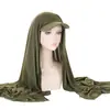 Novo Chapéu Cachecol Feminino Cor Sólida Estilo Transfronteiriço com Aba, Chapéu Cachecol de Puxar Versátil
