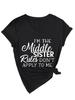 Amazon Ebay Carta Casual Versátil YO Soy la Hermana Mediana Camiseta de Manga Corta con Cuello en V para Mujer