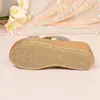2026 Sandalias de Plataforma Impermeables para Exteriores Doradas Transparentes Zapatos de Celebridad de Internet para Mujer Verano Transfronterizo Nuevo Sandalias de Cuña con Lentejuelas para Mujer