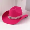 Sombrero del Día de San Valentín Regalo Transfronterizo Sombrero de Vaquero con Pedrería Estilo Navideño Sombrero Cálido a Prueba de Viento Adelgazante para Citas y Sesiones de Fotos