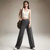 Conjunto de Yoga para Mulheres Novas Calças de Cintura Alta Wide Leg com Bolsos Emagrecimento e Disfarce da Barriga Roupa de Treino de Pilates Conjunto de Duas Peças