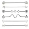 Conjunto de 6 Peças de Brincos Longos de Haste de Aço Inoxidável Mais Vendidos no Exterior, Piercings de Haste para Cartilagem da Orelha, Hastes Longas Estilo Ins para Hélice da Orelha, Duplo Piercing na Orelha, Em Estoque