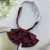 Corona Rojo Vino Plateada Corbata JK Estilo Extranjero Plegada Estudiante Escolar para Hombres y Mujeres Traje Corbata de Moño Ropa de Licenciatura Corbata de Graduación