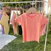 Comercio Exterior Dulce Camiseta para Niñas Estilo Coreano Encaje Sin Mangas Ropa de Verano Versátil Hermanas Adorno de Volantes Top para Niños Pequeños Manga Corta