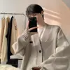 Cárdigan de punto liso de diseño, cárdigan de primavera y otoño, suéter abrigo estilo japonés Mori-kei negro