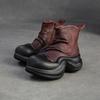 Jiezu 2025 Otoño e Invierno Nuevas Botas Martin de Cuero Genuino de Primera Capa Estilo Británico Puntera Ancha Suela Gruesa Versátiles Modernas para Mujer