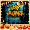 Tecido para fantasia de evento de Halloween, tecido para decoração de fundo de festa, tecido para pendurar para fotografia de abóbora, tecido para pendurar de fundo com atmosfera de terror