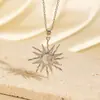 Moda E-commerce Transfronteiriço Europeu e Americano Pingente de Lua Banhado a Cobre Dourado Colar Versátil de Sol com Diamante Joia de Estrela