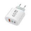 Cabezal de Carga Ovalado Acc de 65W con Múltiples Puertos Adaptador de Corriente 5V2A12W Cargador de Smartphone Estándar Europeo y Americano