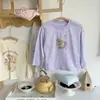 Liquidación Spot Bienestar Niñas Camiseta Algodón Puro 2025 Otoño Nuevo Llegada Bebé Niña Color Dulce Bloque de Color Dibujos Animados