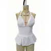 2026 Comercio exterior transfronterizo europeo y americano ropa de mujer verano nuevo color liso con recortes cuello halter corte ajustado top camisola de moda casual