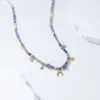 Collar Colgante de Cobre con Piedra Natural Azul-Morado Arvaleff Estilo Étnico Vintage Agradable Gargantilla de Perlas de Nicho para Mujeres