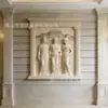 Projeto de Parede em Relevo com Personagens Grandes na Entrada do Museu, Esculturas de Personagens em Arenito Artificial Feitas Sob Medida, Instalação pelo Fabricante
