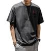 Camiseta de Verão de Algodão Pesado de Manga Curta Masculina Tamanho Grande Estilo Americano Retrô Moderna Marca Solta Plus Size Manga Média Moderna