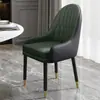 Silla de Comedor de Madera Maciza de Lujo Ligero, Mesa y Sillas de Isla, Cuero Genuino Moderno Simple de Gama Alta, Silla de Hotel Simple y Duradera con Respaldo