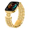 Adequado para Huawei Watch Fit3/4/5Pro Pulseira de Metal para Smartwatch Pulseira de Aço Inoxidável com Quatro Pétalas e Sete Contas