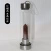 Botella de agua de cristal con forma hexagonal, de vidrio natural, rosa, morado y blanco, con alto contenido de boro, para té, venta al por mayor.