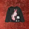 Camiseta de Manga Larga con Estampado Casual Moda Y2K Estilo Europeo y Americano Retro Americano High Street Punk Gótico Estilo Oscuro
