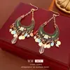 Aretes Gancho de Luna de Diamante Estilo Bohemio Vacacional Aretes de Borla Gota de Agua Nicho Retro Étnico Venta al por Mayor