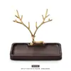 [Fanxi] Lujo ligero asta madera maciza pasillo llaves joyería estante de almacenamiento anillo pendientes pulsera collar bandeja de almacenamiento