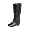 Suprimento de comércio exterior transfronteiriço: Botas de salto médio com bico redondo, estilo europeu e americano, para outono e inverno, tamanho grande feminino 6-22