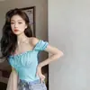 Top de hombros descubiertos moderno y chic para mujer, diseño de verano con cordón, adecuado para usar como prenda exterior
