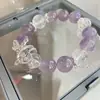 Atração BorboletaAmetista Natural Borboleta Super Fada Pulseira Fantasma Branco Pulseira de Design Doce de Nicho para Melhores Amigas