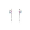 Brincos Femininos de Resina Pérola Borboleta com Franja Estilo Super Fada Coreana Agulha de Prata Doce Elegante Luxo Leve High-end All-match