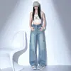 Jeans Cargo de Pierna Ancha Estilo Streetwear Americano 2026 para Mujer Diseño Holgado Adelgazante Versátil Pantalones de Longitud Completa