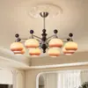 Lámpara de Araña de Sala de Estar de Estilo Francés de Mediados de Siglo, Iluminación Principal de Pasillo Retro Americano de Alta Gama 2025 Nuevas Lámparas de Nogal
