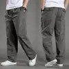 Pantalones casuales de algodón puro fino de primavera y otoño para hombre, pantalones holgados de pierna recta, pantalones de pierna ancha de talla grande, pantalones, monos multibolsillos